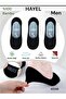 3 Pack Black, Bamboo Men's Ballerina Black Socks Seamless Invisible Slider Heel Silicone Premium