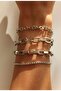 Women's Silver Four Plain Combination Bracelet Set - 2