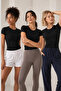 Women's Crew Neck Short Sleeve 3-Pack Basic T-Shirt - Cotton & Modal Stretch Fabric