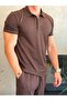 Men's Regular Fit Button Closure Cotton Polo Tshirt Bitter Brown Eca085 - 3