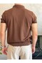 Men's Regular Fit No-Closure Polo Tshirt Bitter Brown Eca084 - 4