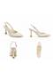 Women's Black Patent Leather and Nude Patent Leather Banded New Season Thin Heeled Shoes - 2