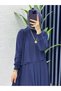 Women's Hijab Dress in Navy Blue, Stretchy Fabric, Sultan Model - 2