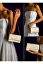Women's Polka Dot Beige Silver Evening Dress Clutch Chain Strap Hand and Shoulder Wedding Engagement Evening Bag