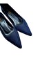 Women's Navy Blue Satin Pointed Toe Thin Heeled Stiletto - 3