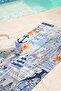 Marine Sea Themed Beach Towel - Mediterranean Vintage Blue and White Quick-Dry Microfiber Towel - 6