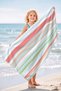 Striped Pastel Colored Microfiber Beach Towel - Mediterranean Style Pool Sea Bath Beach Cover-Up - 2