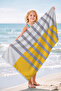 Striped Yellow and White Modern Beach Towel - Minimalist Gray Mediterranean Quick-Dry Microfiber Towel Coverlet