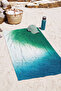 Ocean Wave Themed Modern Beach Towel - Turquoise Green Marine Quick-Dry Microfiber Towel Coverlet - 6