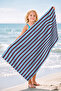 Striped Blue Burgundy Beach Towel - Marine Modern Pool Sea Quick-Dry Microfiber Towel