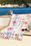 Floral Tropical Summer Beach Towel - Colorful Modern White Marine Pool Sea Bath Seaside Coverlet - 6