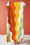 Abstract Wavy Retro Beach Towel - Bohemian Orange Yellow Pool Sea Bath Quick Dry Seaside Cover-Up - 2