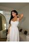 Women's White Front and Back Tie Midi Dress - 2