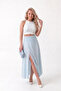 Polka Dot Midi Skirt with Ruffle Detail and Slit - 5