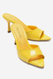 Women's Pointed Toe Thin Heeled Stylish Daily Slippers Sama Yellow Patent Leather