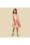 V-neck Sleeveless A-Line Dress with Bow Detail and Floral Print - 2