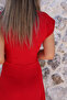 Red Belt Detailed Buckle Dress - 5