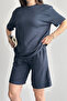 Women's Modal Fabric Shorts Comfortable Cut Casual Two-Piece Set Smoked 3202 - 3