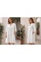 Muslin Dress with Puff Sleeves and Button Detail - 2