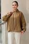 Front Pleated Detailed Zippered Advertized Sleeve Lined Bomber Jacket