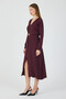 V-Neck Modal Fabric Regular Fit Long Dress with Slits and Buckle Details # 03025 - 2