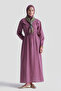 Aller Detailed Elastic Waist Dress Burgundy