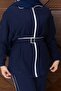 Double Suit with Zipper and Belt Detail - 6
