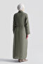 Embroidery Detailed Linen Dress Khaki - 6