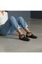 Black Leather Buckle Women's Round Toe Sandals