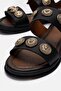 Women's Embroidered Buckle Sandals Black - 5
