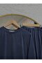 Talih Side Zippered Skirt Pleated Suit-Pa7066 Navy Blue - 3