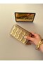 Women's Gold Star Embroidered Quilted Zipper Wallet Card Holder
