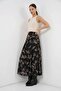 Women's High Waist Patterned Chiffon Black Skirt - 2