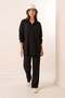Women's Shirt Collar Buttoned Oversize Black Double Suit - 3