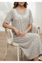 Women's Comfortable Long Nightgown with Short Sleeves and Delicate Floral Print Featuring Elegant Lace Details - 3