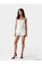 Beige U-Neck Women's Tank Top with Rope Straps - 2