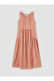 Pink Gathered A-Line Modal Blend Dress - 5
