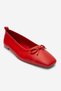 Sosa Red Leather Genuine Leather Blunt Toe Bowknot Women's Ballerina Shoes - 3