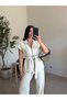 Ecru Ribbed Short Sleeve Tracksuit Set - 8