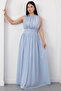 Crew Neck Waist Gathered Chiffon Dress K-261639 - 5