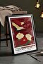 Swallow Bird Peony Flower Painting Red – Nishiki Embroidery Art Poster – Black Framed