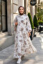 Women's Buttoned Patterned Modal Fabric Brown Dress - 3