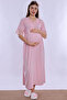 Cotton Maternity Nightgown and Dressing Gown Set with Nursing Features Effortt - Pink - 5