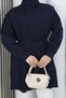 Hakim Collar Pleated Detailed Buttoned Tunic Navy Blue Hnt2127 - 2