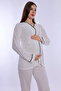 Adjustable Waist Detailed Maternity Pajama Set with Breastfeeding Feature Effortt - Ecru - 3