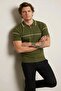 تي شيرت رجالي كاجوال بقصة ضيقة وياقة بولو باللون الكاكي - 3