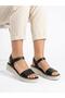 Women's Black Inner and Outer Genuine Leather Orthopedic Soft Sole Daily Sandals - 2