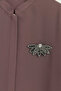 Plus Size Brooched Robe with Elastic Sleeves - Brown - 2