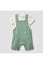 Crew Neck Short Sleeve T-shirt and Dungaree Set with Stripes - 2
