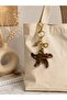 Tiger's Eye Stone Starfish Epoxy Gold Keychain Bag Ornament Wallet Ornament Handmade - 3